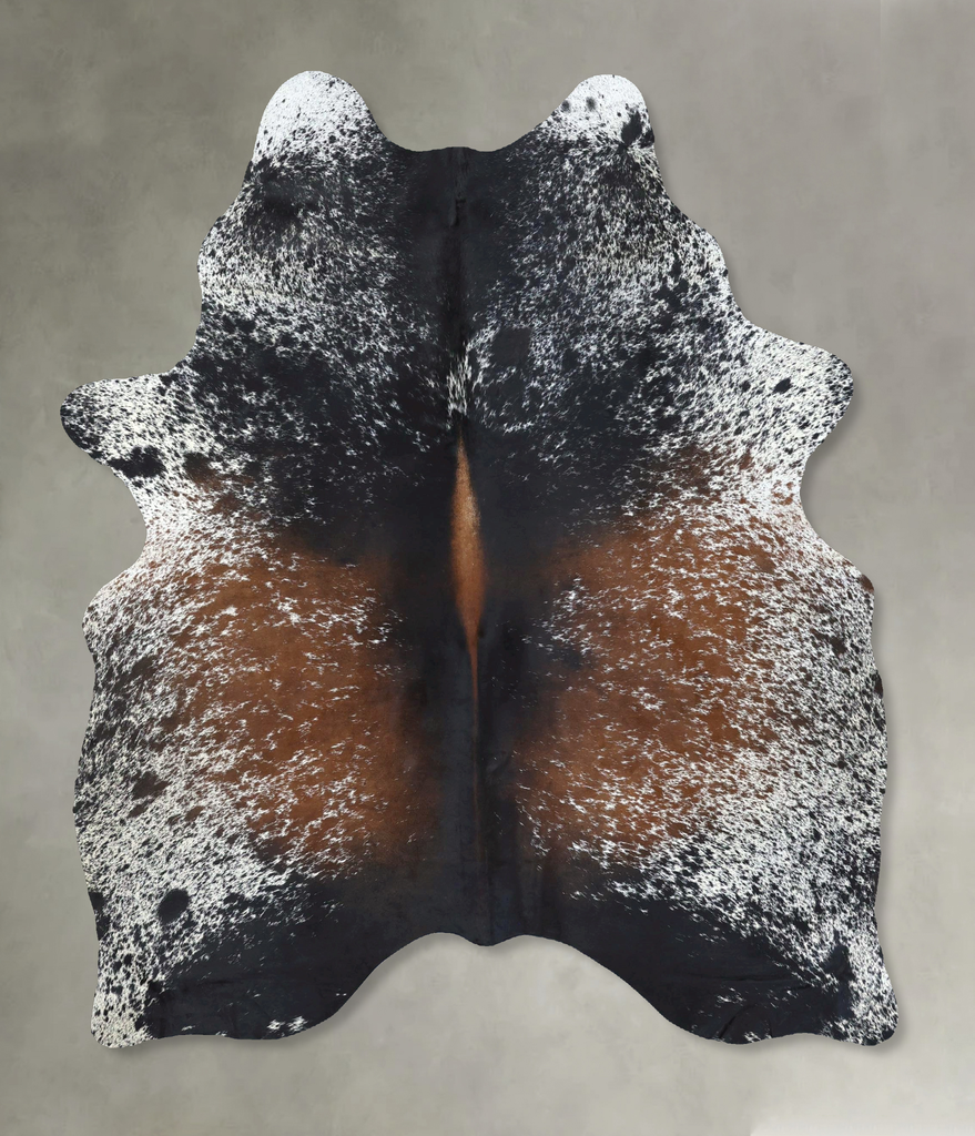 Salt and Pepper Brown Large Brazilian Cowhide Rug 7'0"H x 5'1"W #B19666 by Hudson Hides