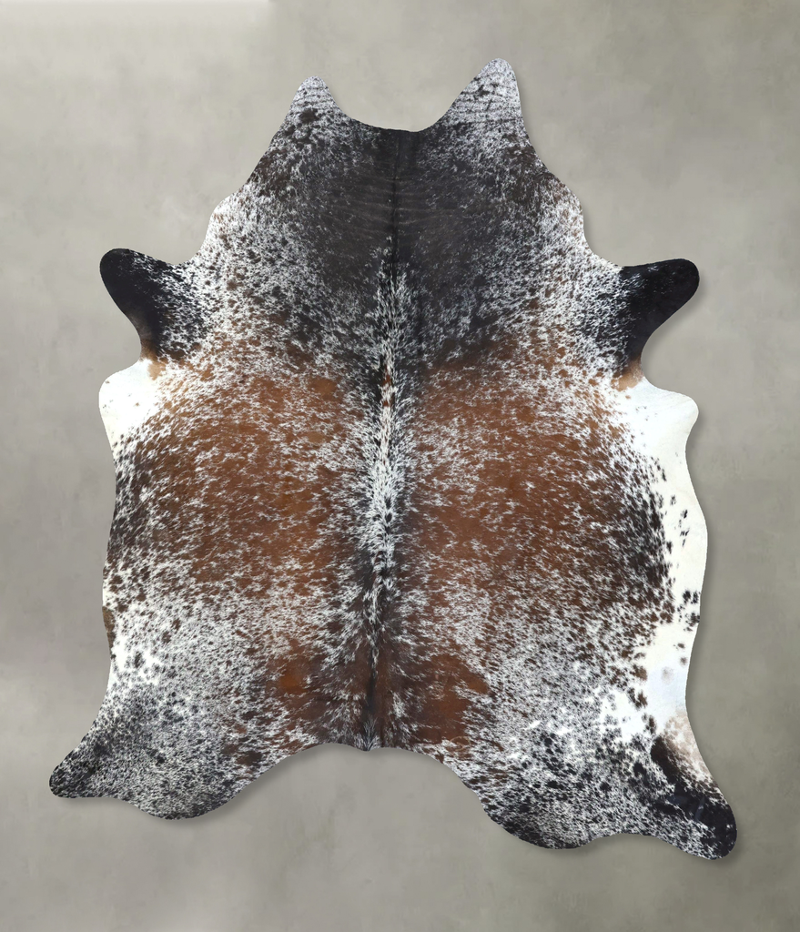 Salt and Pepper Brown X-Large Brazilian Cowhide Rug 7'9"H x 6'1"W #B19673 by Hudson Hides