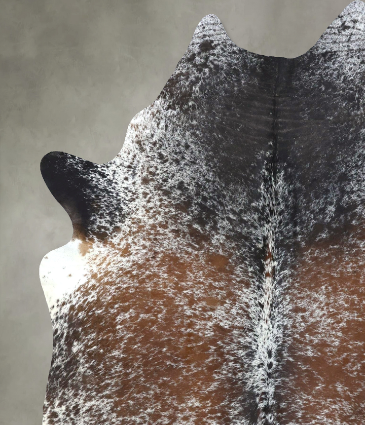 Salt and Pepper Brown X-Large Brazilian Cowhide Rug 7'9"H x 6'1"W #B19673 by Hudson Hides