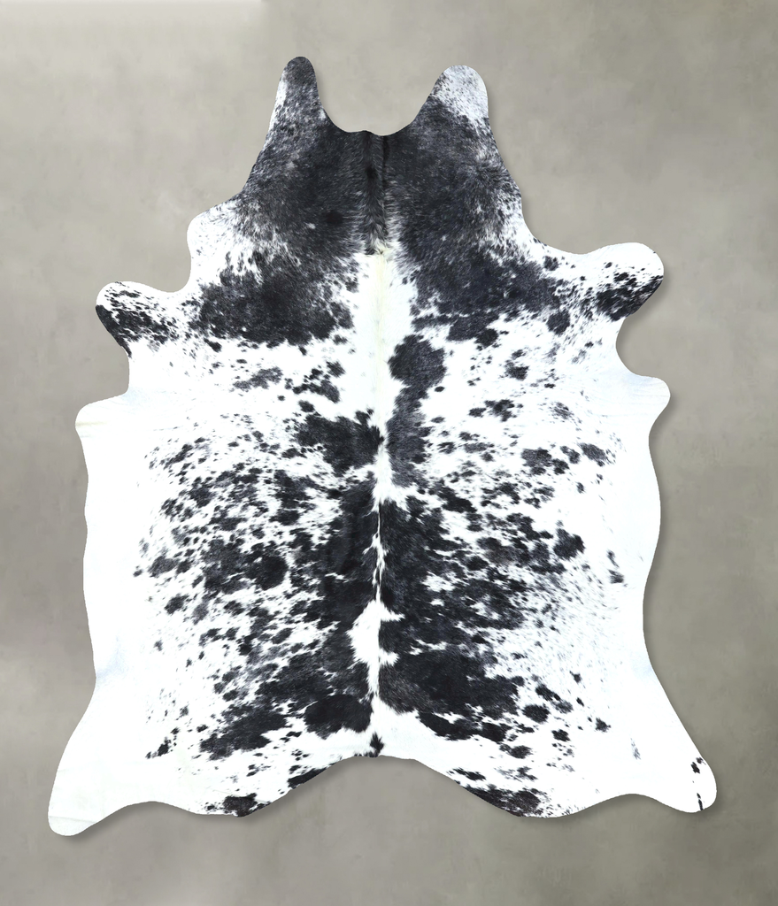 Salt and Pepper Black XX-Large Brazilian Cowhide Rug 8'5"H x 6'9"W #B19683 by Hudson Hides