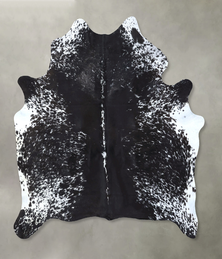 Salt and Pepper Black X-Large Brazilian Cowhide Rug 7'1"H x 6'2"W #B19684 by Hudson Hides