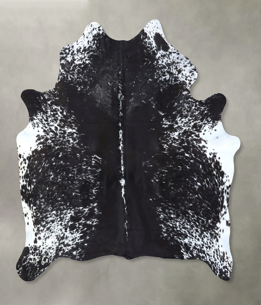 Salt and Pepper Black X-Large Brazilian Cowhide Rug 7'1"H x 6'2"W #B19684 by Hudson Hides