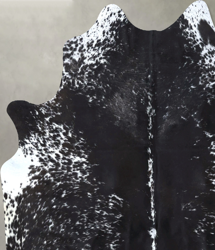 Salt and Pepper Black X-Large Brazilian Cowhide Rug 7'1"H x 6'2"W #B19684 by Hudson Hides