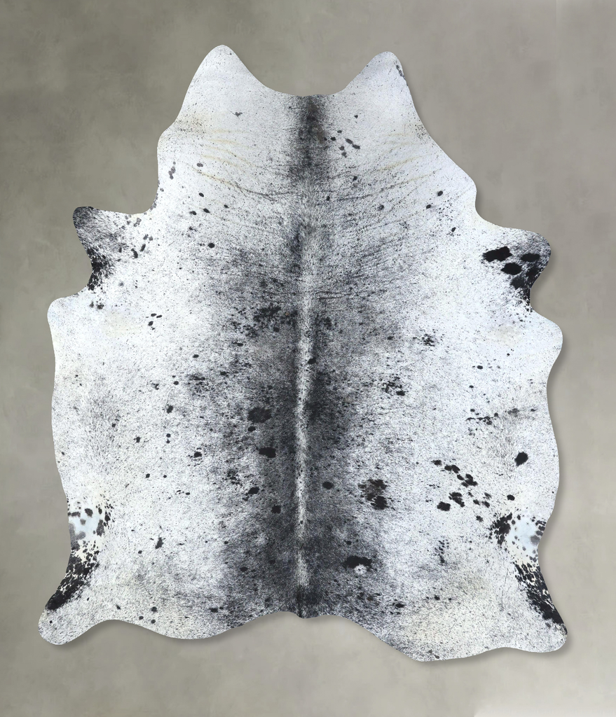 Salt and Pepper Black XX-Large Brazilian Cowhide Rug 8'0"H x 6'6"W #B19685 by Hudson Hides