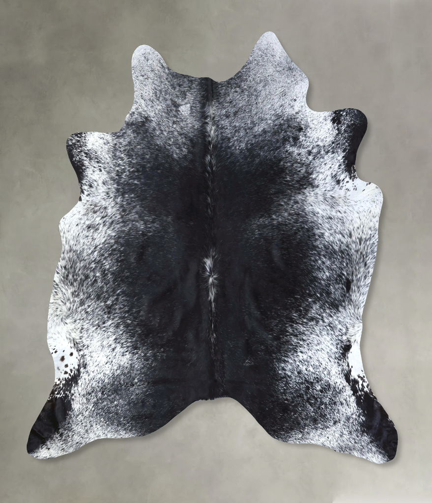 Salt and Pepper Black XX-Large Brazilian Cowhide Rug 7'11"H x 7'0"W #B19686 by Hudson Hides