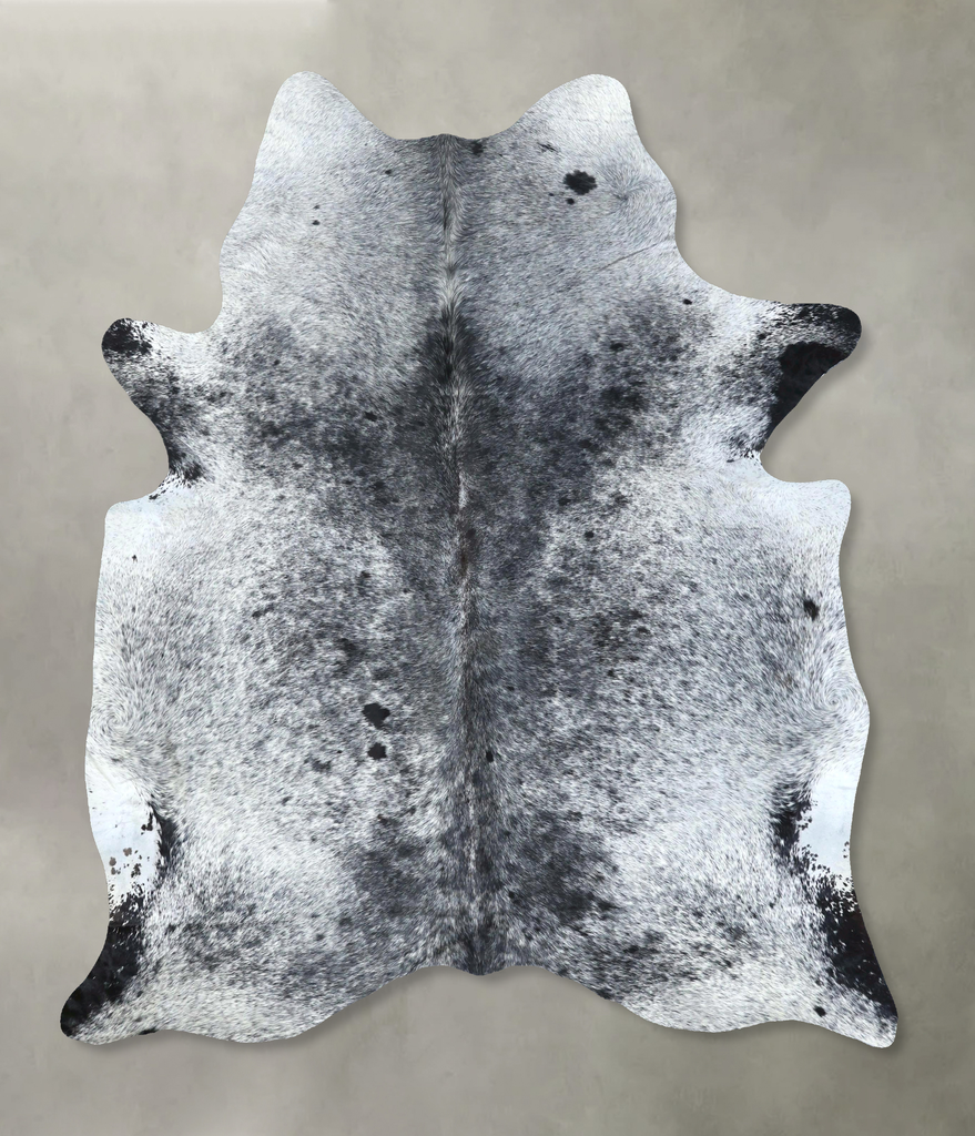 Salt and Pepper Black X-Large Brazilian Cowhide Rug 7'8"H x 6'2"W #B19692 by Hudson Hides