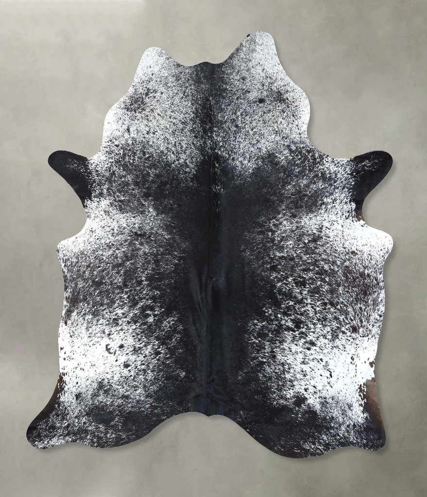 Salt and Pepper Black X-Large Brazilian Cowhide Rug 7'4"H x 6'1"W #B19693 by Hudson Hides