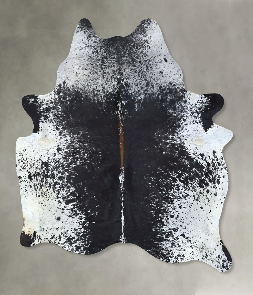 Salt and Pepper Black X-Large Brazilian Cowhide Rug 7'5"H x 6'0"W #B19695 by Hudson Hides