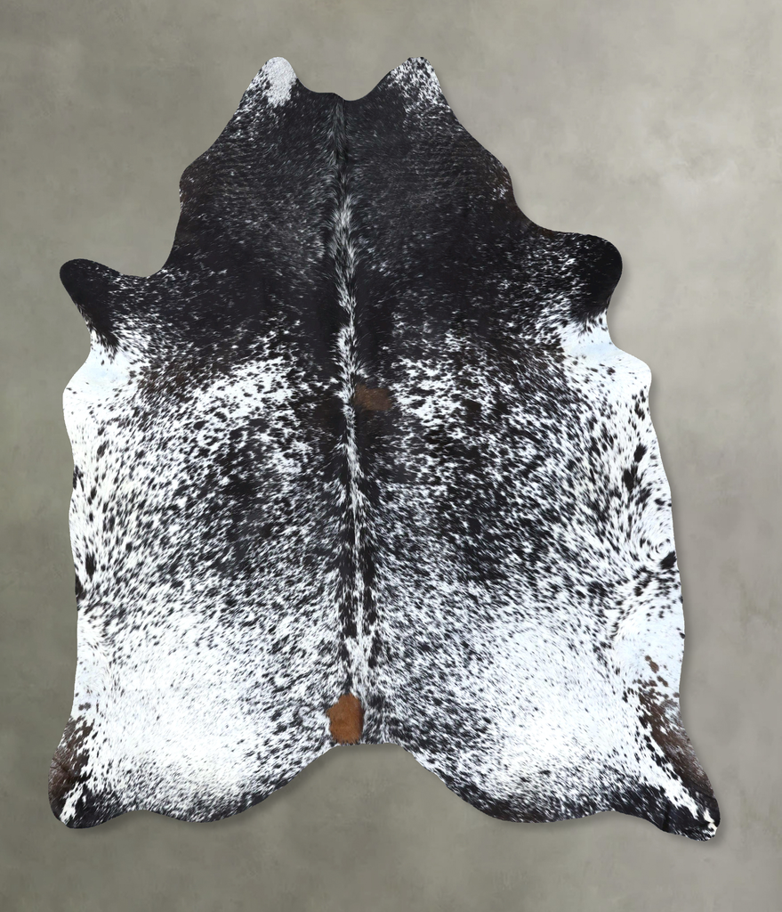 Salt and Pepper Black XX-Large Brazilian Cowhide Rug 7'11"H x 6'6"W #B19696 by Hudson Hides