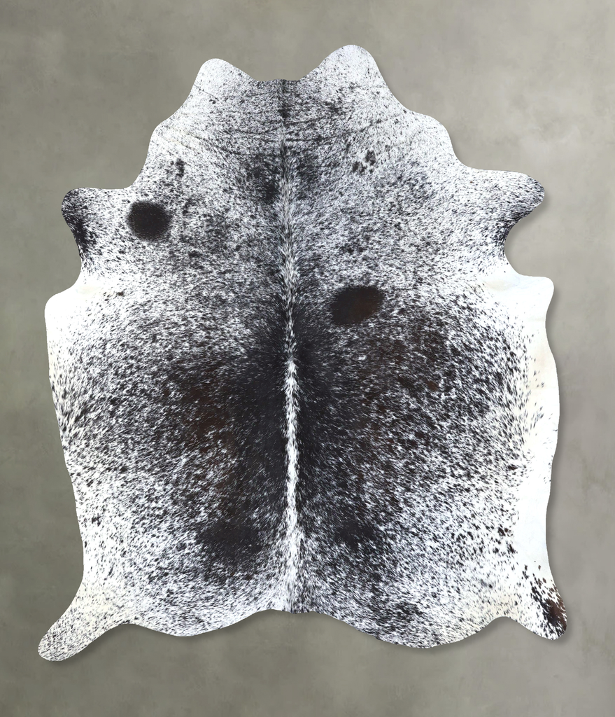 Salt and Pepper Black X-Large Brazilian Cowhide Rug 7'9"H x 6'5"W #B19699 by Hudson Hides