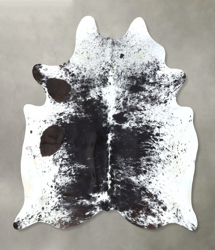 Salt and Pepper Black X-Large Brazilian Cowhide Rug 7'1"H x 6'3"W #B19701 by Hudson Hides