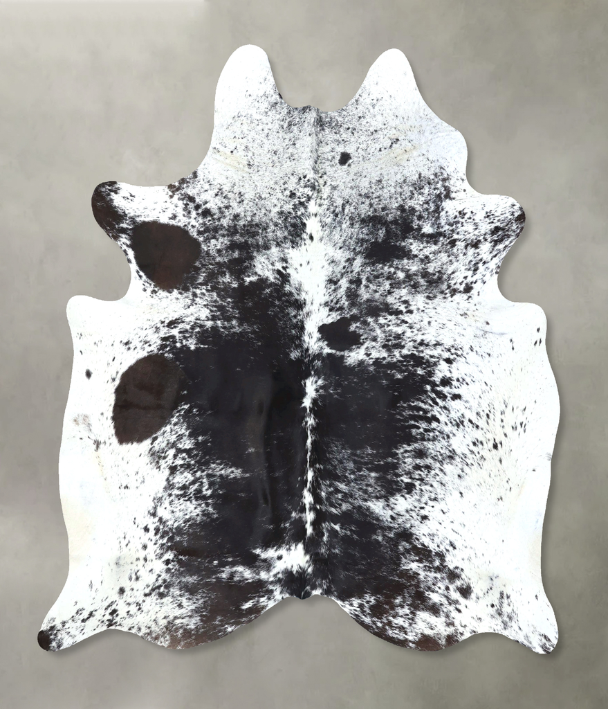Salt and Pepper Black X-Large Brazilian Cowhide Rug 7'1"H x 6'3"W #B19701 by Hudson Hides