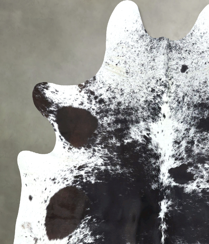 Salt and Pepper Black X-Large Brazilian Cowhide Rug 7'1"H x 6'3"W #B19701 by Hudson Hides