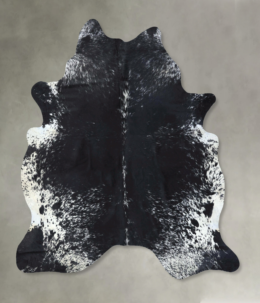 Salt and Pepper Black X-Large Brazilian Cowhide Rug 7'7"H x 6'3"W #B19705 by Hudson Hides