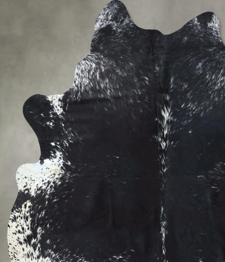 Salt and Pepper Black X-Large Brazilian Cowhide Rug 7'7"H x 6'3"W #B19705 by Hudson Hides