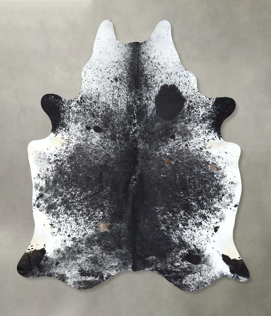Salt and Pepper Black XX-Large Brazilian Cowhide Rug 8'4"H x 6'10"W #B19708 by Hudson Hides