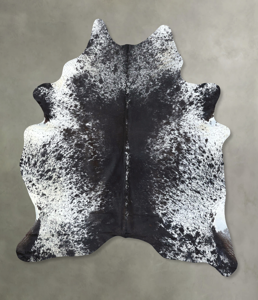 Salt and Pepper Black X-Large Brazilian Cowhide Rug 7'11"H x 6'2"W #B19710 by Hudson Hides