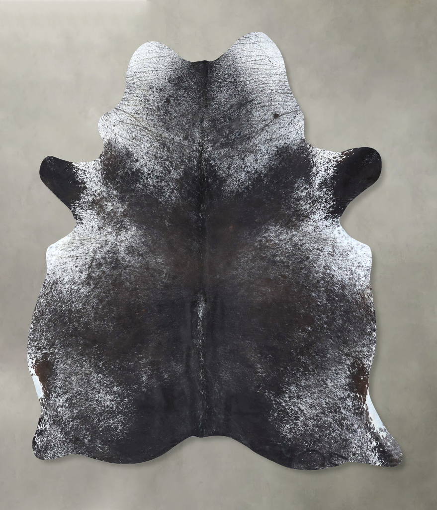 Salt and Pepper Black X-Large Brazilian Cowhide Rug 7'3"H x 6'0"W #B19713 by Hudson Hides