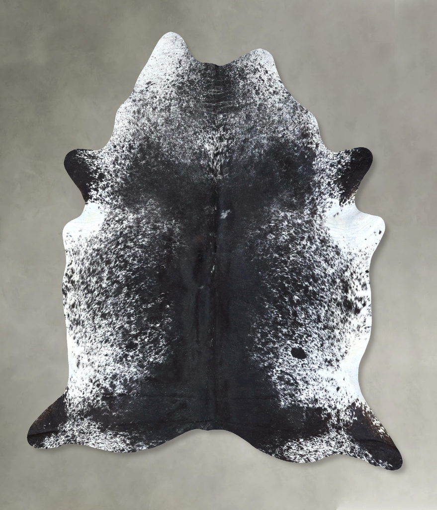 Salt and Pepper Black XX-Large Brazilian Cowhide Rug 8'2"H x 6'9"W #B19717 by Hudson Hides