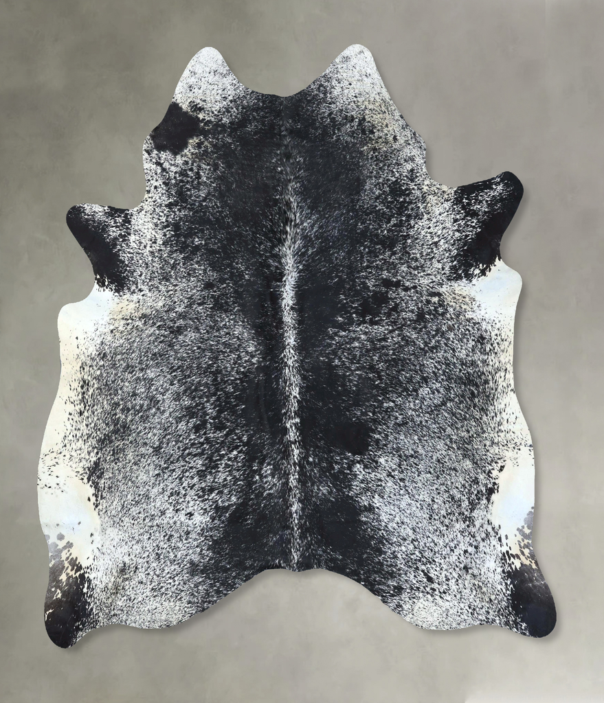 Salt and Pepper Black X-Large Brazilian Cowhide Rug 7'4"H x 6'6"W #B19718 by Hudson Hides