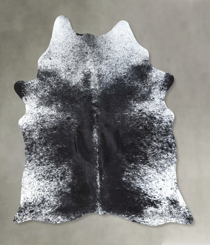 Salt and Pepper Black X-Large Brazilian Cowhide Rug 7'7"H x 5'8"W #B19720 by Hudson Hides