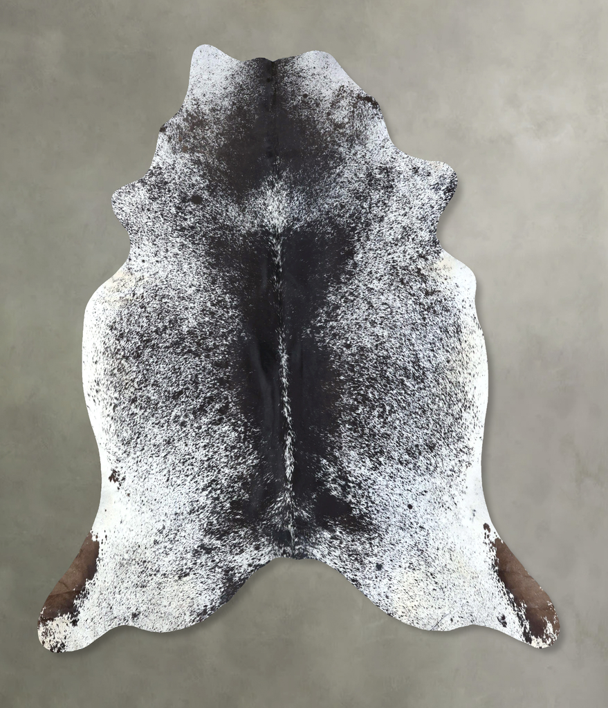 Salt and Pepper Black XX-Large Brazilian Cowhide Rug 7'9"H x 7'2"W #B19732 by Hudson Hides