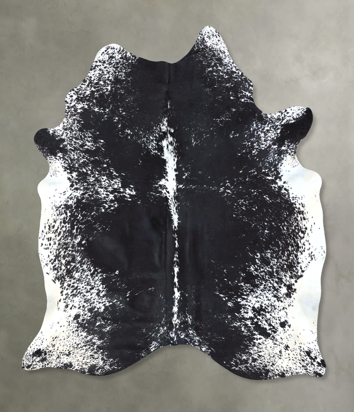 Salt and Pepper Black X-Large Brazilian Cowhide Rug 7'7"H x 5'9"W #B19733 by Hudson Hides