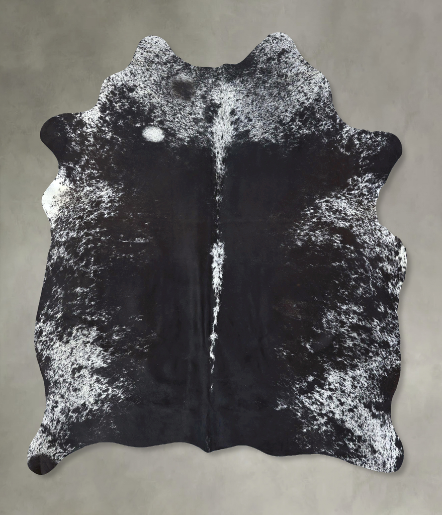 Salt and Pepper Black X-Large Brazilian Cowhide Rug 6'9"H x 5'11"W #B19734 by Hudson Hides