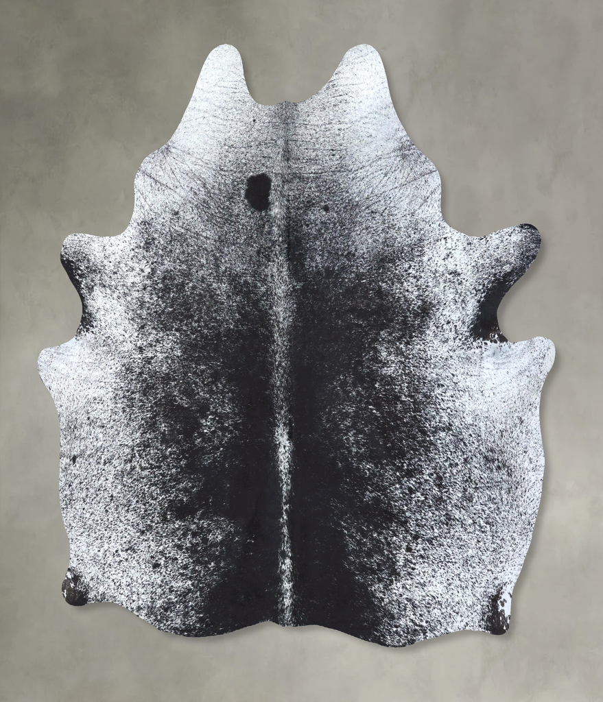 Salt and Pepper Black XX-Large Brazilian Cowhide Rug 7'7"H x 6'11"W #B19738 by Hudson Hides