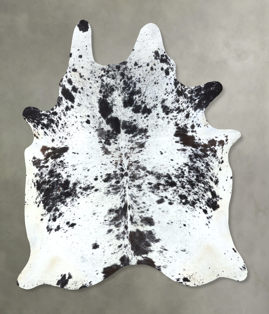 Salt and Pepper Black X-Large Brazilian Cowhide Rug 7'4"H x 6'2"W #B19739 by Hudson Hides