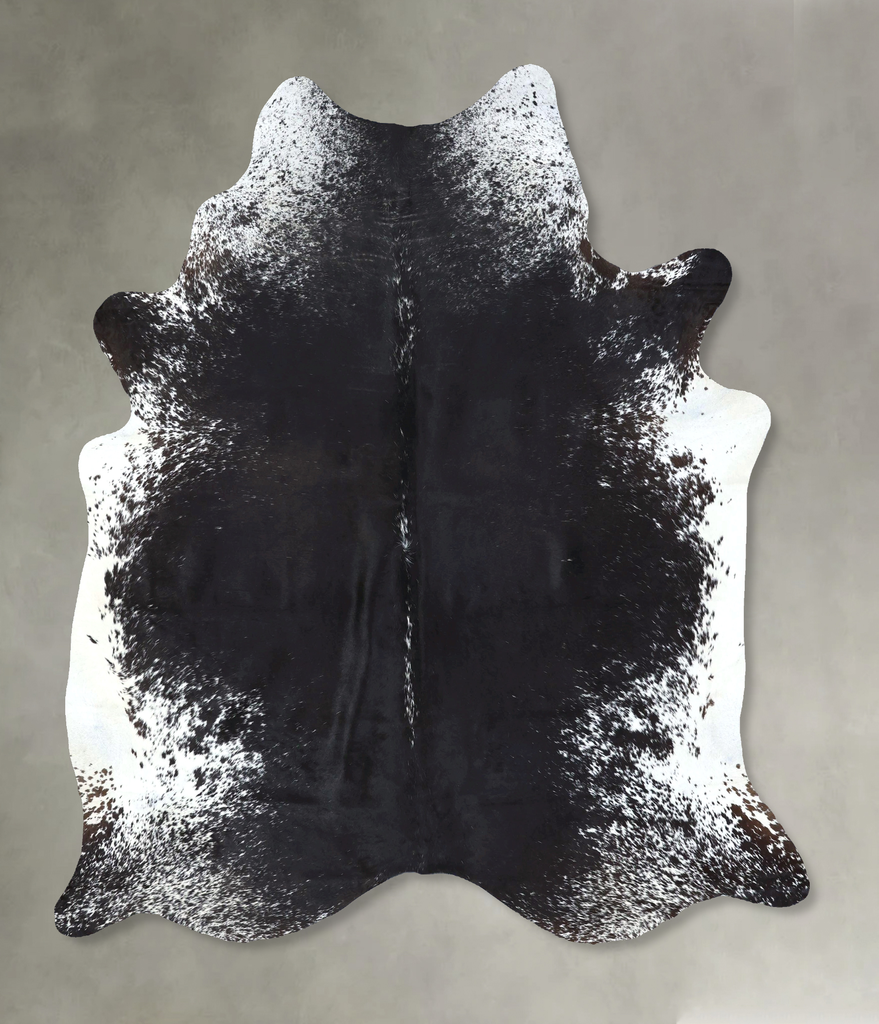Salt and Pepper Black X-Large Brazilian Cowhide Rug 7'7"H x 6'4"W #B19741 by Hudson Hides