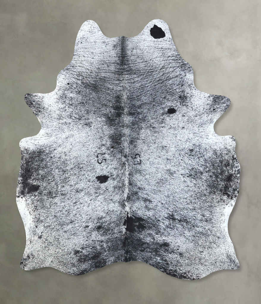 Salt and Pepper Black X-Large Brazilian Cowhide Rug 7'9"H x 5'10"W #B19743 by Hudson Hides