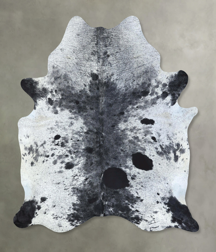 Salt and Pepper Black XX-Large Brazilian Cowhide Rug 8'2"H x 6'9"W #B19744 by Hudson Hides