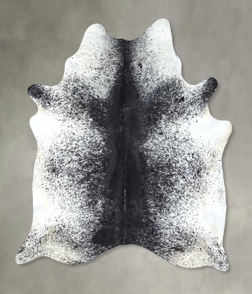 Salt and Pepper Black X-Large Brazilian Cowhide Rug 7'10"H x 6'4"W #B19745 by Hudson Hides