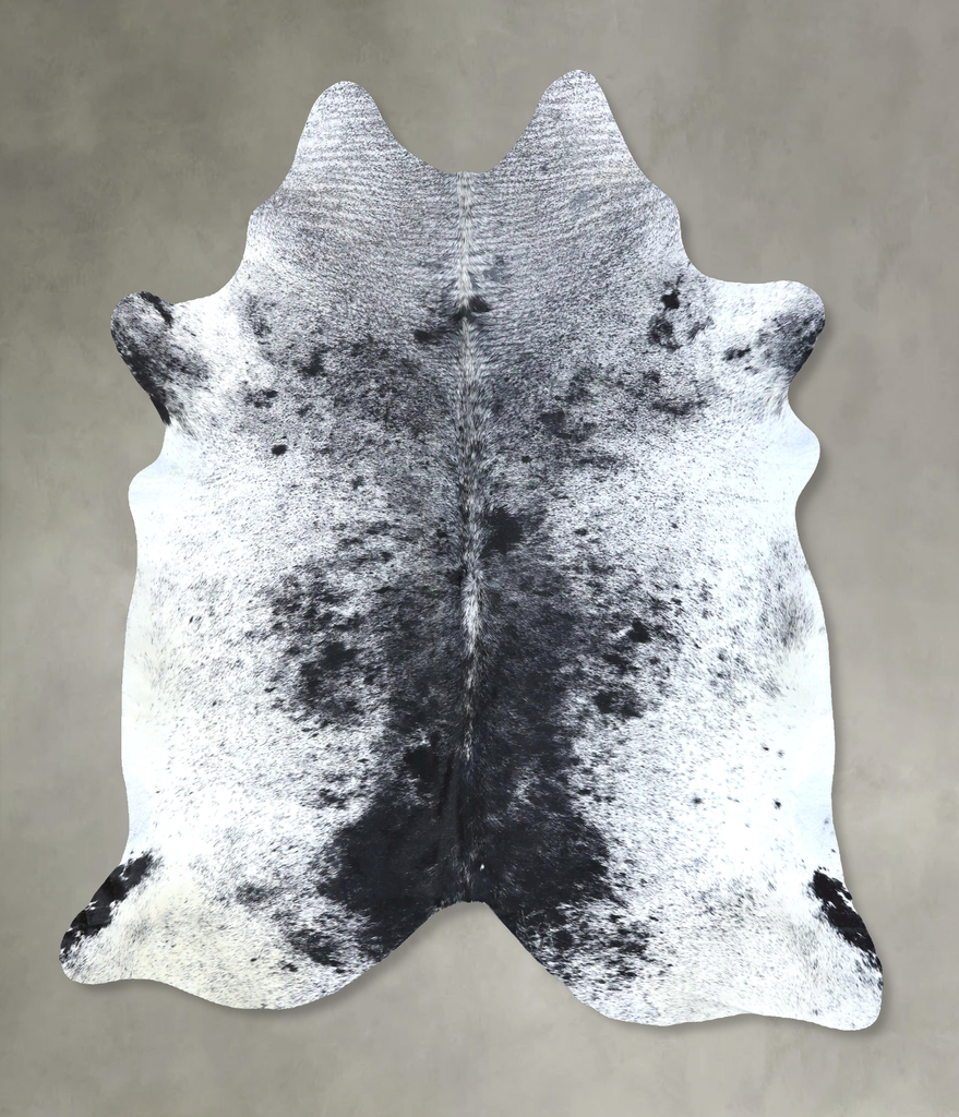 Salt and Pepper Black X-Large Brazilian Cowhide Rug 7'4"H x 6'3"W #B19749 by Hudson Hides