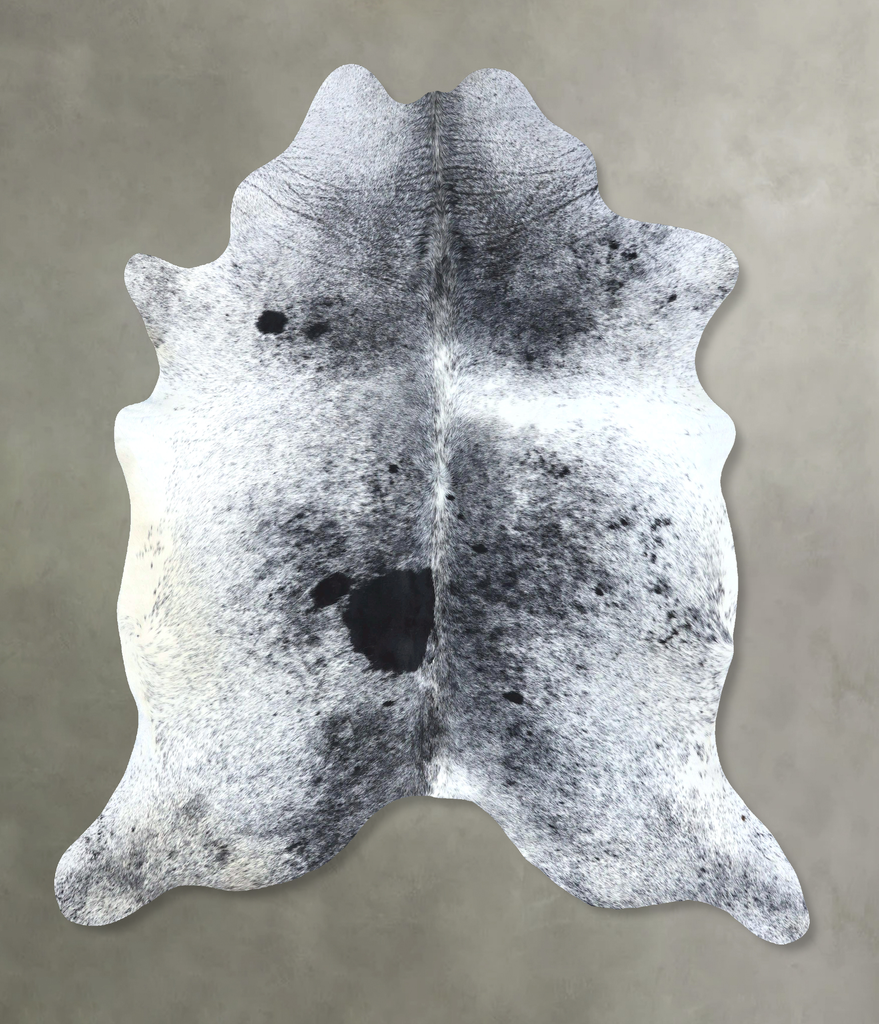Salt and Pepper Black XX-Large Brazilian Cowhide Rug 7'11"H x 6'8"W #B19754 by Hudson Hides
