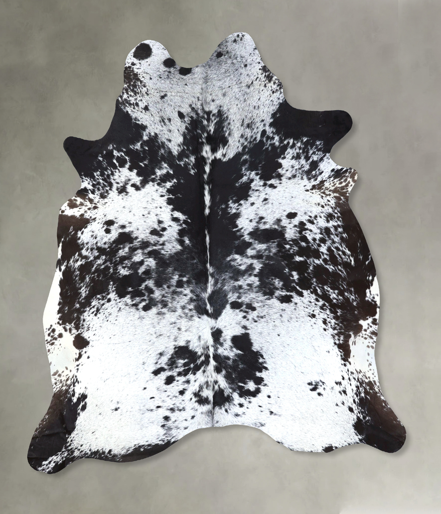 Salt and Pepper Black XX-Large Brazilian Cowhide Rug 7'8"H x 6'9"W #B19758 by Hudson Hides