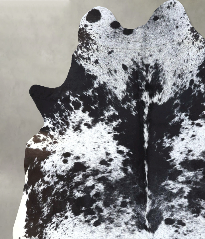 Salt and Pepper Black XX-Large Brazilian Cowhide Rug 7'8"H x 6'9"W #B19758 by Hudson Hides
