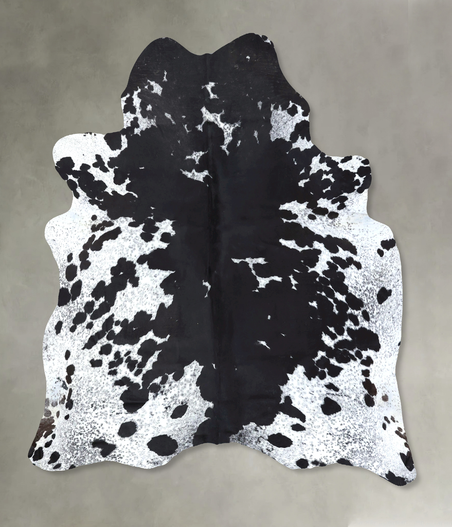 Salt and Pepper Black XX-Large Brazilian Cowhide Rug 8'2"H x 7'1"W #B19762 by Hudson Hides