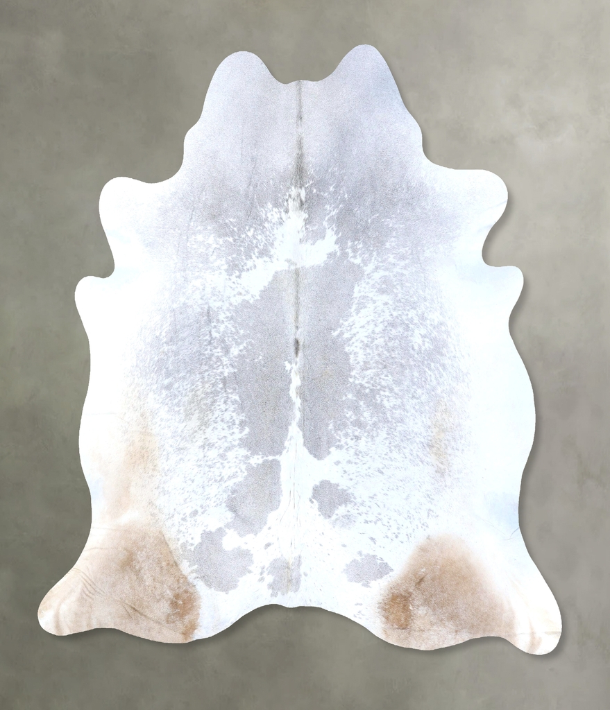 Grey with Beige XX-Large Brazilian Cowhide Rug 7'9"H x 7'0"W #B19778 by Hudson Hides