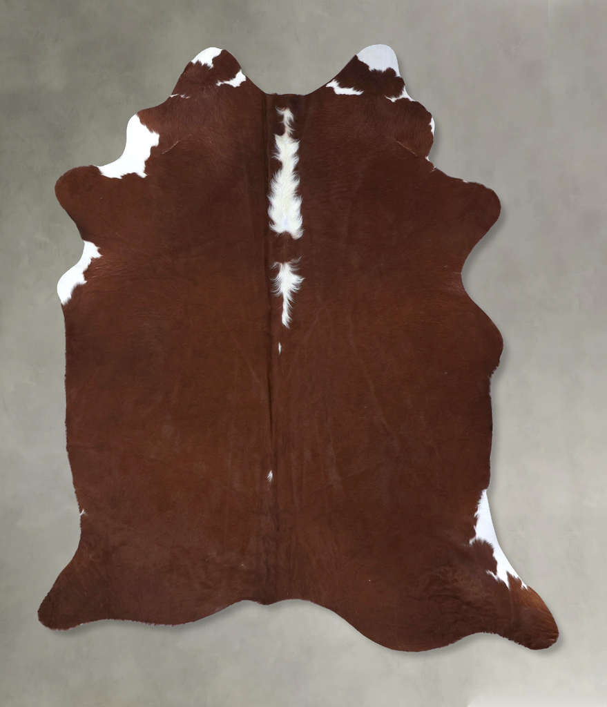 Brown and White Regular X-Large Brazilian Cowhide Rug 7'10"H x 6'2"W #B19781 by Hudson Hides