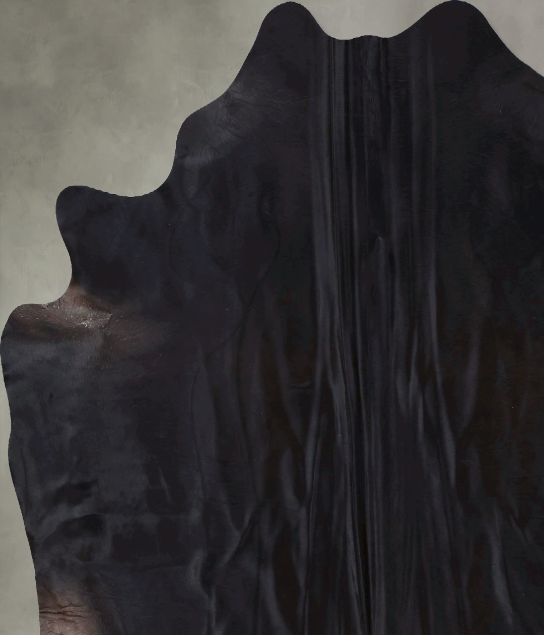 Solid Black X-Large Brazilian Cowhide Rug 7'4"H x 6'5"W #B19790 by Hud