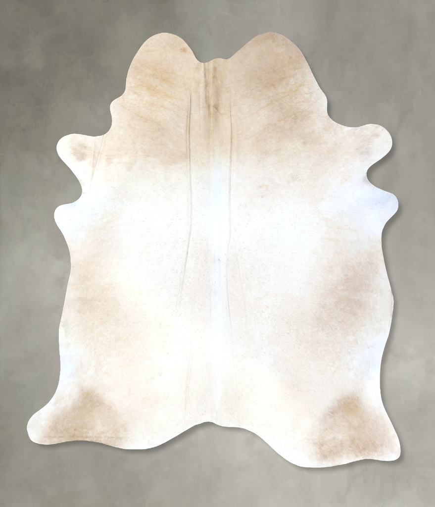 Ivory with Beige X-Large Brazilian Cowhide Rug 7'8"H x 6'4"W #B19791 by Hudson Hides