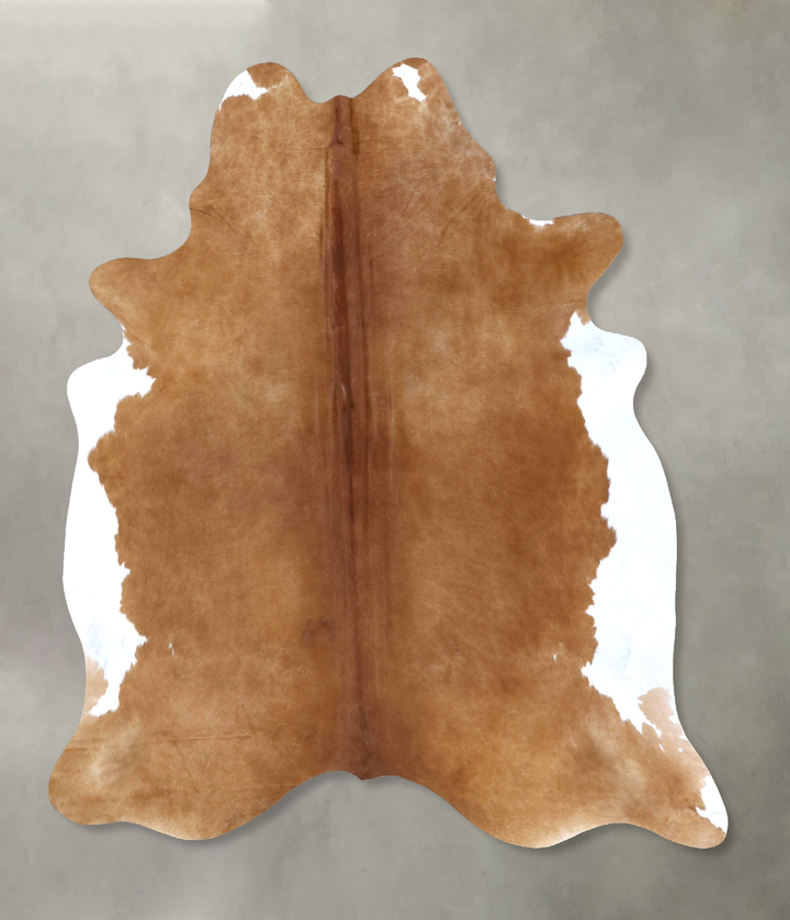 Brown and White Regular X-Large Brazilian Cowhide Rug 7'2"H x 6'4"W #B19805 by Hudson Hides