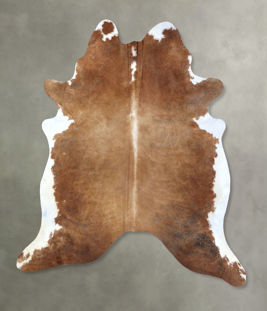 Brown and White Regular XX-Large Brazilian Cowhide Rug 8'1"H x 6'7"W #B19806 by Hudson Hides