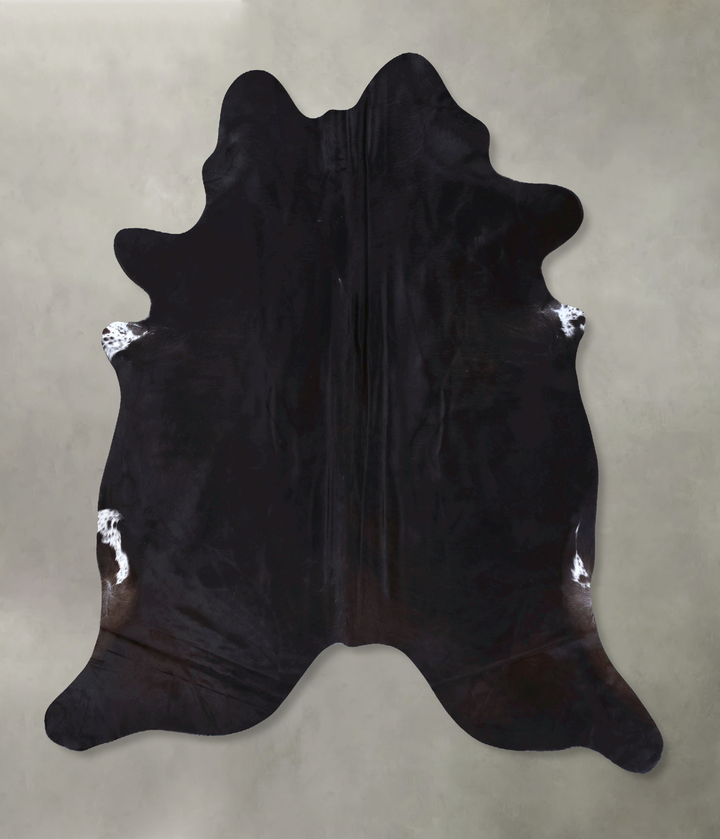 Solid Black XX-Large Brazilian Cowhide Rug 7'11"H x 6'11"W #B19816 by Hudson Hides