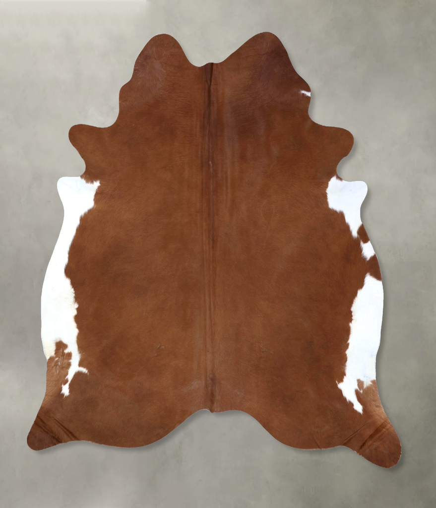 Brown and White Regular XX-Large Brazilian Cowhide Rug 7'11"H x 6'11"W #B19819 by Hudson Hides