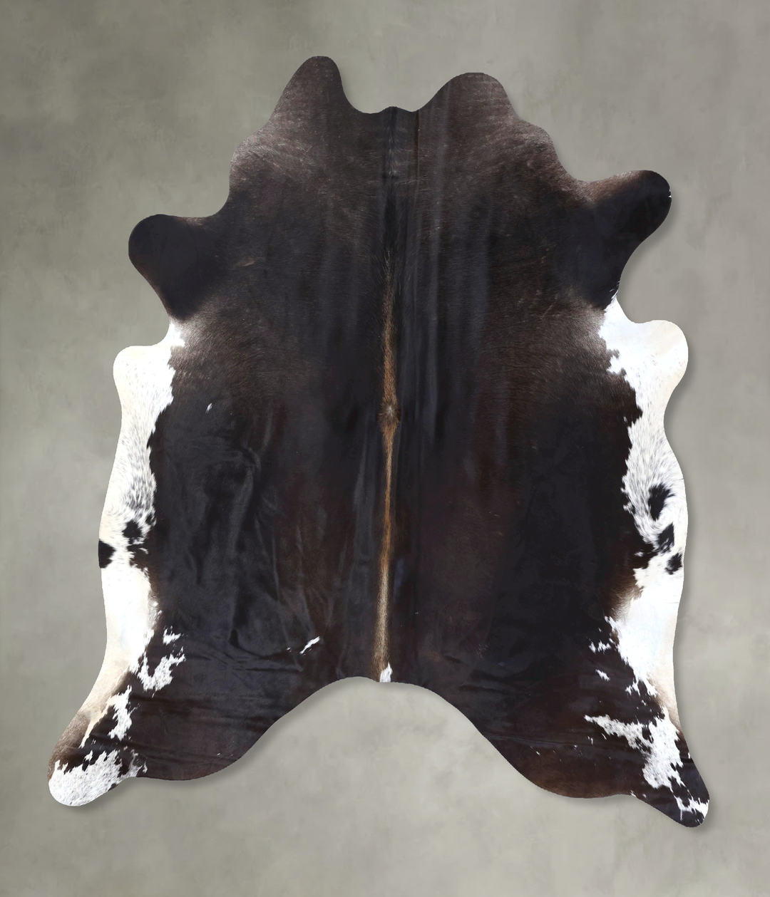 Chocolate and White X-Large Brazilian Cowhide Rug 7'5"H x 6'5"W #B1983