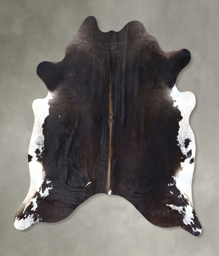 Chocolate and White X-Large Brazilian Cowhide Rug 7'5"H x 6'5"W #B19831 by Hudson Hides