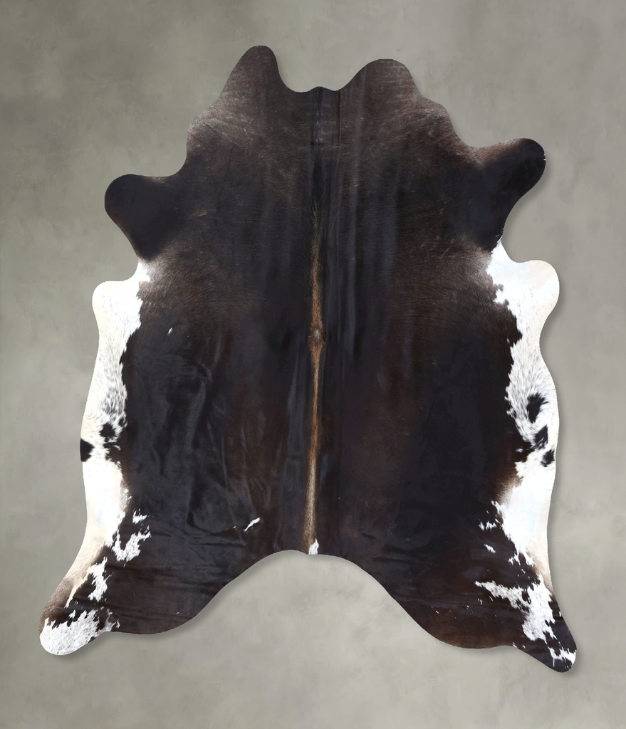 Chocolate and White X-Large Brazilian Cowhide Rug 7'5"H x 6'5"W #B19831 by Hudson Hides